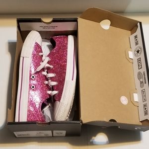 GIRL'S PINK GLITTER CONVERSE SHOES SZ.3